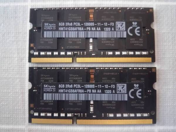 ★SK hynix 8GB 2Rx8 PC3L-12800S-11-12-F3 簡易動作確認済 2枚セット 合計16GB★