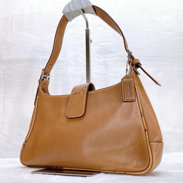 良品COACHコーチ ワンショルダーバッグ 肩掛け ブラウン オールレザー
