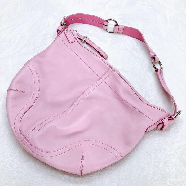 美品COACH コーチ ワンショルダー トートバッグ レザー ピンク y2k