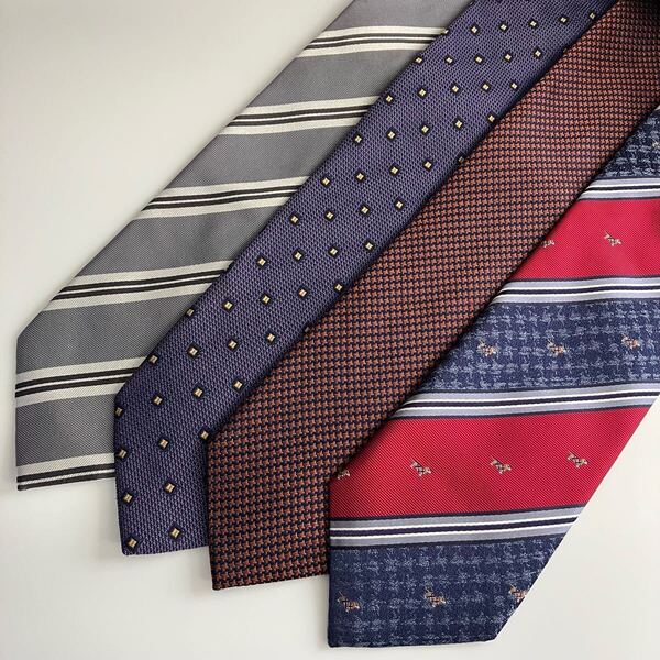 【送料無料】ネクタイ4本セット FOLLI FOLLIE DAKS CRICKET ZARA MAN まとめ メンズ ビジネス ブランド【USED】※同梱不可
