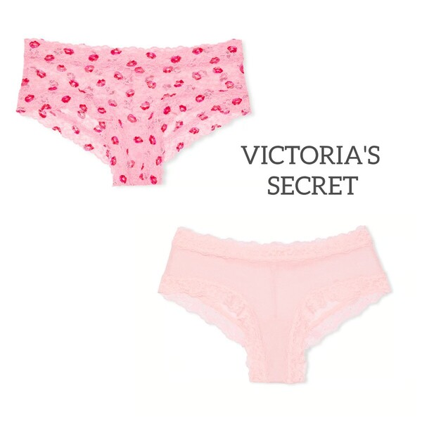 Victoria's Secret レースチーキー 2枚セット XS ピンク系