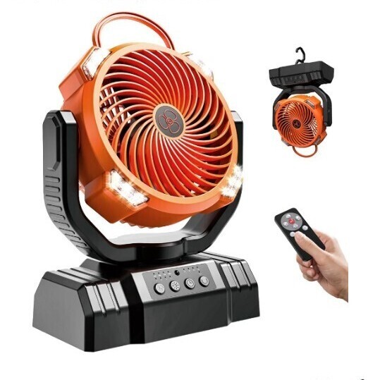 キャンプ 扇風機 10000mAh充電式ファン 小型 アウトドア ポータブル コードレス ライト付 タイマー 自動首振り 吊下げ 低騒音 リモコン 車