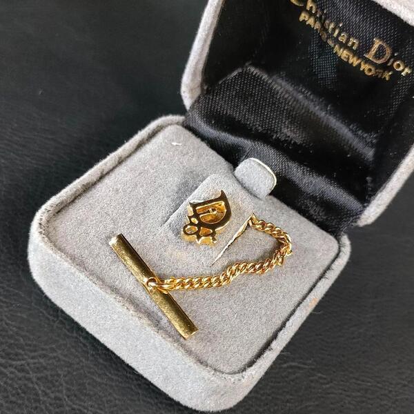 【極美品】Dior ディオール ネクタイピン タイタック ゴールド Diorロゴ