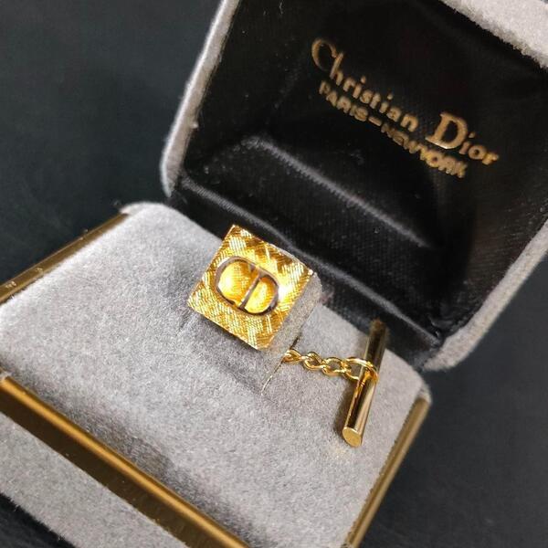 【極美品】Dior ディオール タイピン タイタック ゴールド CDロゴスクエア
