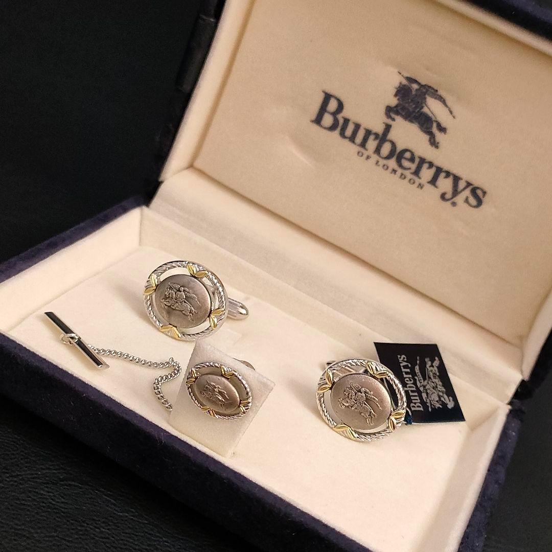 美品 未使用 BURBERRY バーバリー カフス タイタック ホース
