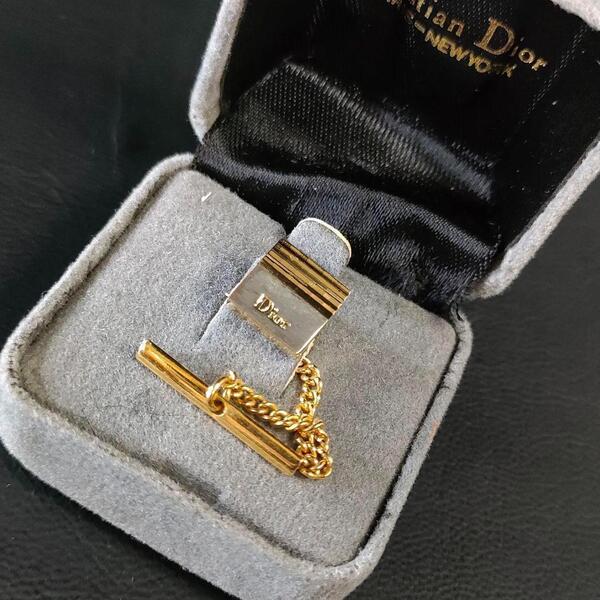 【良品】Dior ディオール タイピン タイタック ゴールド シルバー スクエア