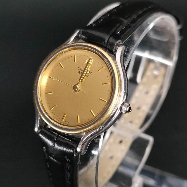 美品 SEIKO セイコー クレドール 18KT ゴールド シルバー レザー