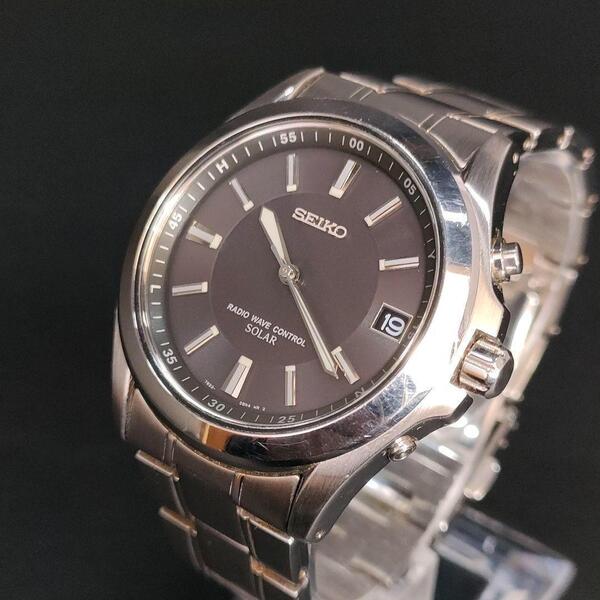 極美品 SEIKO セイコー スピリット ブラック シルバー ソーラー 腕時計