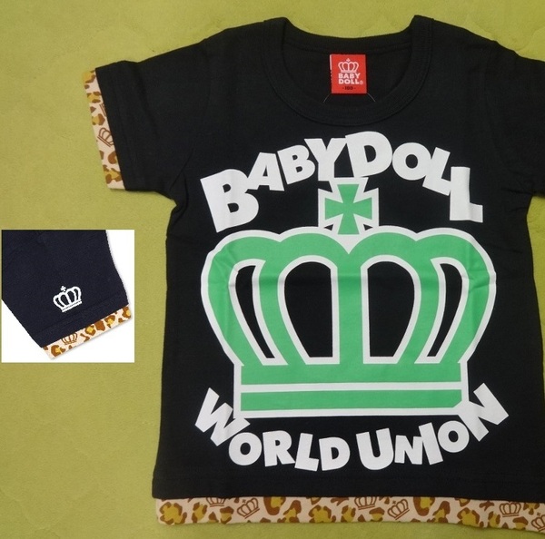 新品 BABYDOLL Tシャツ【 kids 100 cm 】ベビードール レオパード ヒョウ柄 ブラック