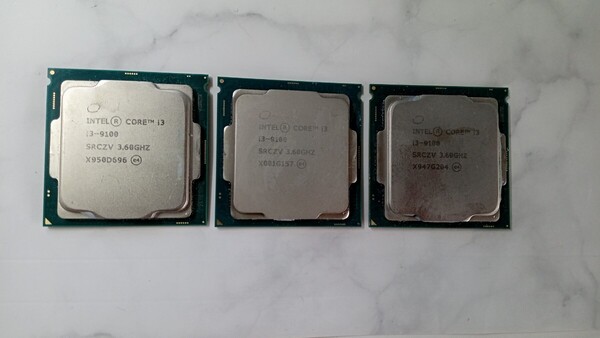 K3943 INTEL CPU CORE i3-9100 3.60GHZ 3個セット インテル 動作品 現状品 送料無料