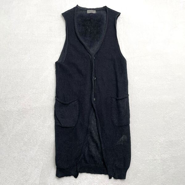 【美品】Yohji Yamamoto Pour Homme ヨウジヤマモト プールオム リネン ロング ベスト M カーディガン インサイドアウト