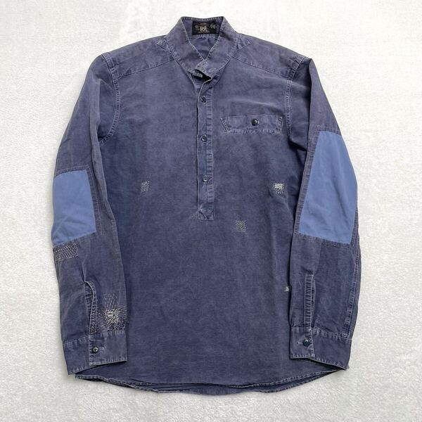 RRL ダブルアールエル Ralph Lauren ラルフローレン ダメージ パッチワーク インディゴ ネイティブ シャツ S 名作