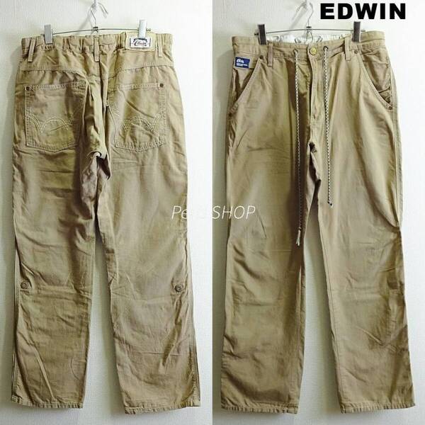 即決★ 送料無★ エドウィン 711RS 2WAY イージーリネンパンツ 【M~L】 麻配合 ワークパンツ ストレート ベージュ EDWIN I989