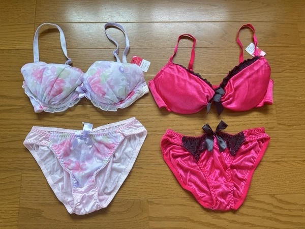 新品 未使用品 三恵 sankei 2点セット ブラショーツセット ブラジャー D75 ショーツ パンティ Mサイズ ピンク 白 ホワイト タグ付き 下着