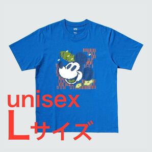 ディズニー ミッキーフェイス UT Tシャツ☆カラー ブルー☆男女兼用 Lサイズ☆半袖・トップスフィット☆UNIQLO☆新品未使用 ②
