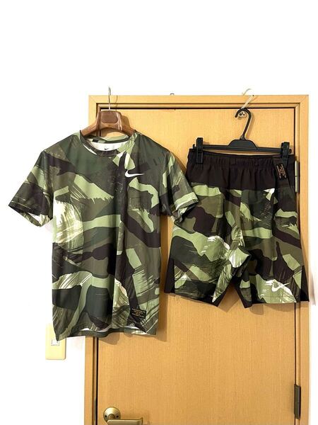 ☆NIKEナイキ☆CASCADE BRUSHSTROKE CAMOトレーニングウェア上下セットアップTシャツ短パン