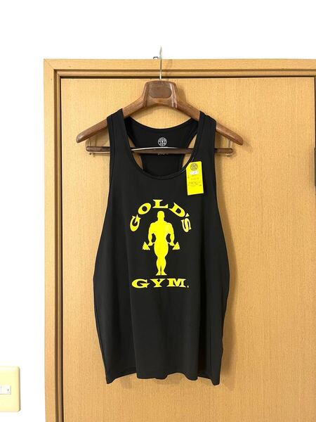 ☆GOLD’S GYMゴールドジム☆タンクトップ/ノースリーブ黒×黄 L