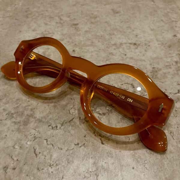 ロイド眼鏡 ラウンド型 オレンジ サングラス 伊達メガネ ヴィンテージ風 男女兼用めがね 新品未使用 丸眼鏡 レトロ 丸めがね