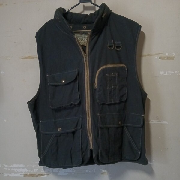 80s/90s BANANA REPUBLIC サファリ&トラベル コットン ベスト L ブラック