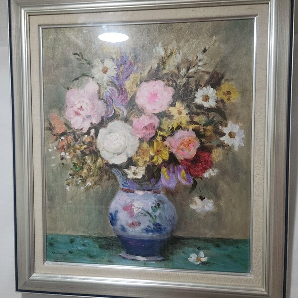 作家名 石井 研一 昭和24年 名古屋市出身 現住所 名古屋市 作品名 薔薇 F10号 グループ展5回外遊5回