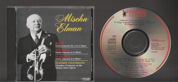 即決 美品 エルマン VANGUARD CLASSICS バッハ/ヴィヴァルディ/ナルディーニ vn協奏曲 OVC-8033 輸入盤CD ELMAN BACH/VIVALDI/NARDINI