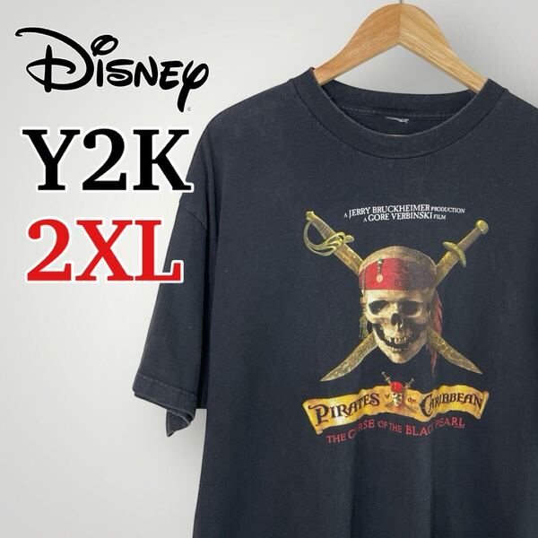 Y2K非売品 STARZ パイレーツ・オブ・カリビアン 呪われた海賊たち プロモTシャツ2XL Disneyヴィンテージ ムービー Tシャツ 00s 古着