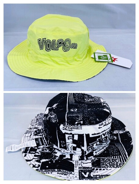 【新品 未使用品】ボルコム VOLCOM バケットハット 帽子 リバーシブル イエローグリーン/ブラックホワイト 男女兼用 送料無料