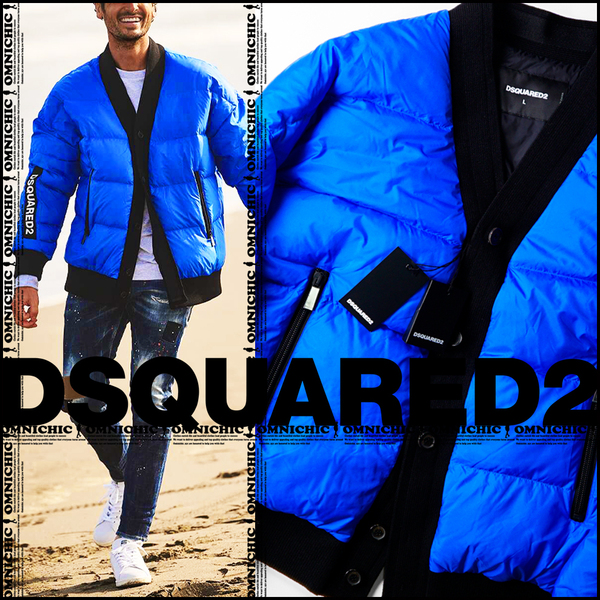 SAFARI記載アームロゴ■新品162,800円【DSQUARED2】ディースクエアード袖ロゴ/唯一無二のカーディガンビックシルエットダウンジャケットL