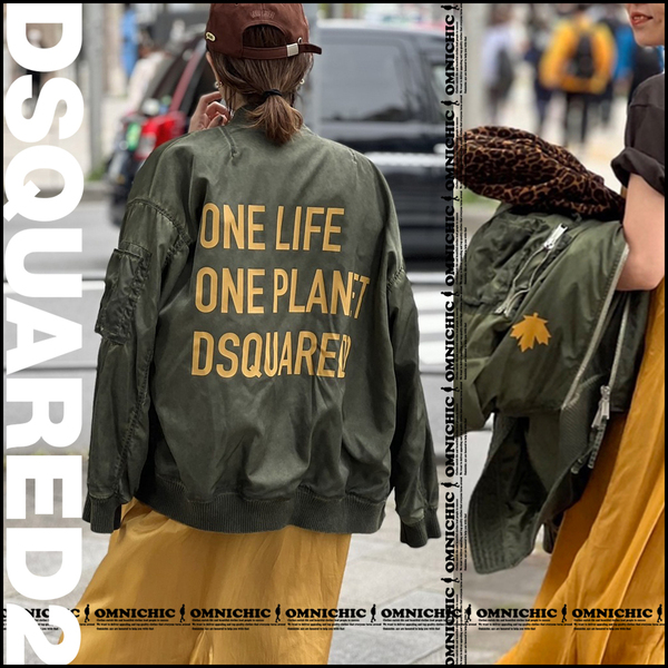 L‘appartement取扱/新品172,700円■春夏【DSQUARED2】ディースクエアードロゴビックシルエットレタリングMA-1ボンバージャケット50/伊製