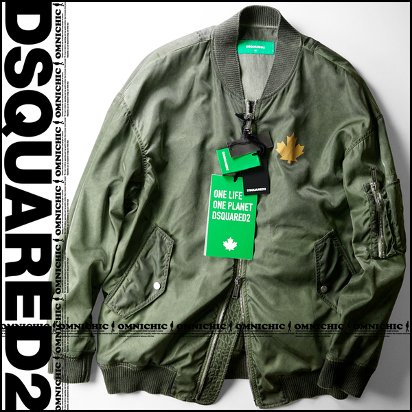 新品172,700円■春夏【DSQUARED2】ディースクエアード ONE LIFE ONE PLANET ロゴビックシルエットレタリングMA-1ボンバージャケット50/伊製