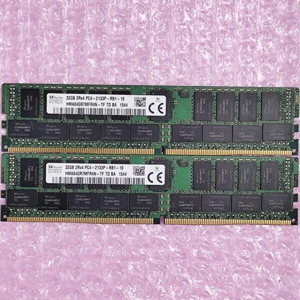 【動作確認済み】SK Hynix DDR4-2133 32GB 2枚セット (計64GB) PC4-17000 ECC REG/Registered RDIMM