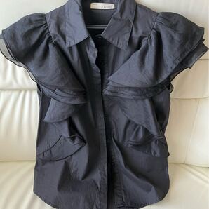 トップス フリルトップス ノースリーブシャツ BLACK