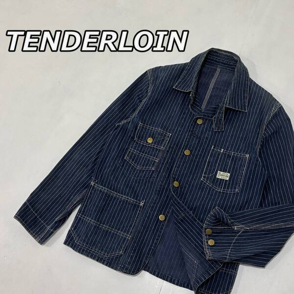 【TENDERLOIN】テンダーロイン T-COVERALL ウォバッシュ ストライプ デニム カバーオール ワークジャケット ハンマータグ インディゴ