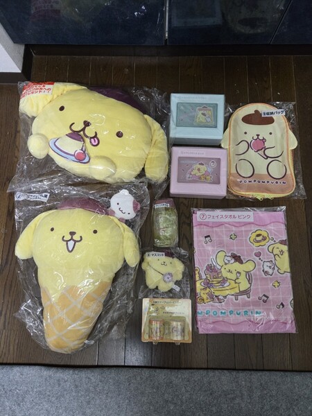 送料無料新品未開封 サンリオ当りくじ ポムポムプリン当りくじ ②アイスクリーム風クッション ラストスペシャル賞 顔形クッション 下位賞