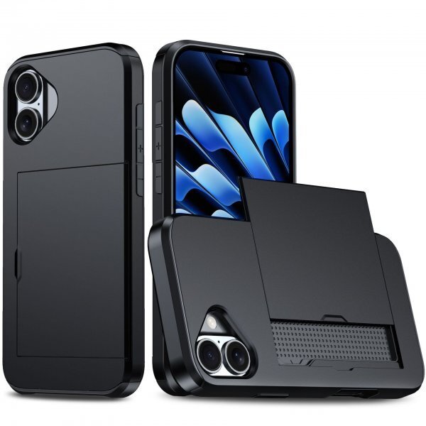 iPhone16proMax カード収納 カバー 耐衝撃 軽量 薄い スマホケース 黒