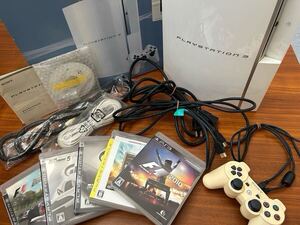 ◆初期化済◆SONY PS3 PlayStation3 ホワイトCECHH00 40G ソフト5本付き GRAN TURISMO5/真・三国無双5/F1 2010/F1 CHAMPIONSHIP EDITION
