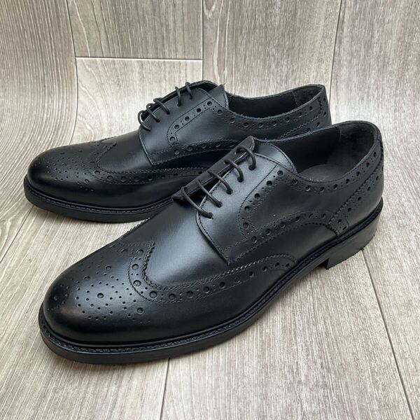 【アウトレット】passo per passo◆外羽根ウイングチップ◆サイズ42(26.0cm)◆ブラック◆紳士革靴イタリア製ビジカジ 黒 本革