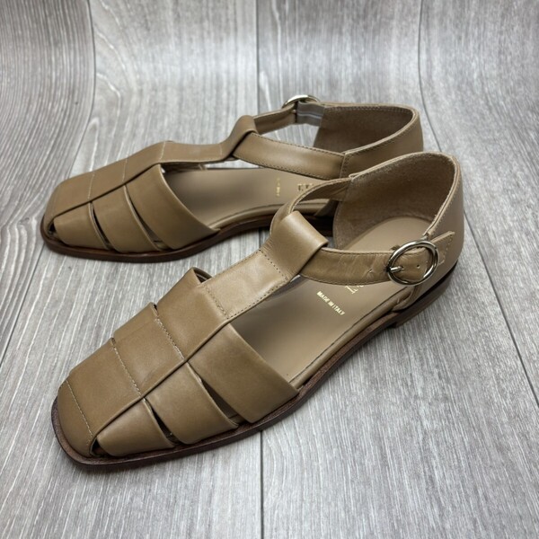 【アウトレット】PASCUCCIグルカサンダル◆キャメル◆サイズ38(24.0cm)◆イタリア製パスクッチ 婦人革靴 茶 ブラウン①