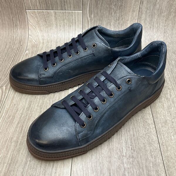 【アウトレット】Orobianco◆レザースニーカー◆サイズ44(27.0〜27.5cm)◆ブルー◆イタリア製オロビアンコ紳士靴オフィスカジュアル