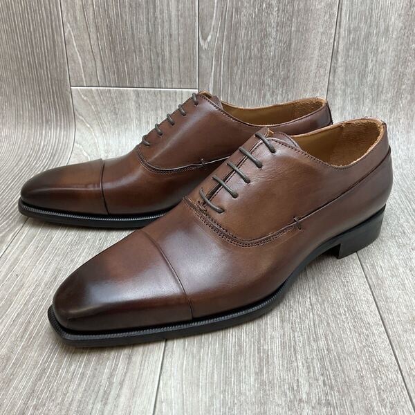 【アウトレット】Made in Italy◆内羽根ストレートチップ◆サイズ41(25.5cm)◆ブラウン◆紳士革靴イタリア製ビジネス茶