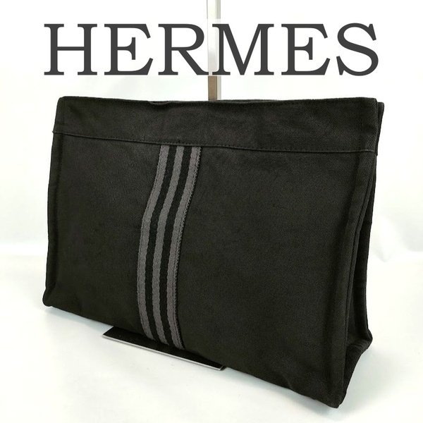 良品 HERMES エルメス フールトゥ セカンドバッグ クラッチバッグ ブラック 黒 ポーチ メンズ レディース ブランド