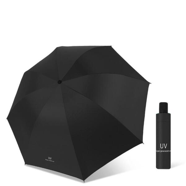 ブラック ワンタッチ 折りたたみ傘 日傘 自動開閉 晴雨兼用 UVカット 8本骨