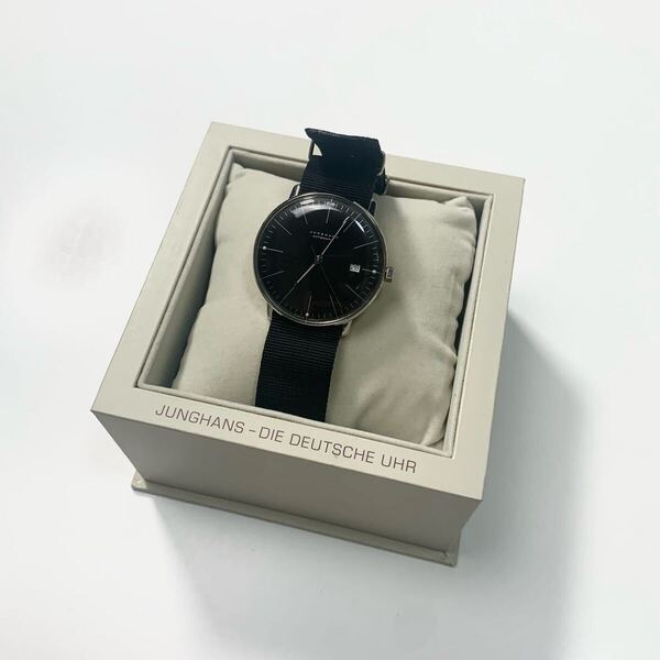 JUNGHANS AUTOMATIC ユンハンス マックスビル オートマチック ブラックダイアル サファイアクリスタル風防 38ミリ ステンレス 黒 腕時計