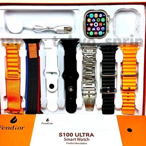 新品 S100 Ultra9 大画面 バンド7種類 スマートウォッチ 通話 音楽 多機能 血中酸素 血圧 Apple Watch Ultra2 代替品 iOS Android