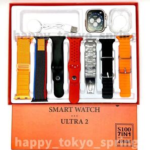 新品 S100 Ultra2 大画面 バンド7種類 スマートウォッチ 通話 音楽 多機能 血中酸素 血圧 Apple Watch Ultra2 代替品 iOS Android