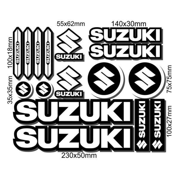 【ゆうパケット送料込】SUZUKI(スズキ) 大判ステッカー ホワイト/ブラック 横31.5cm×縦26cm ②