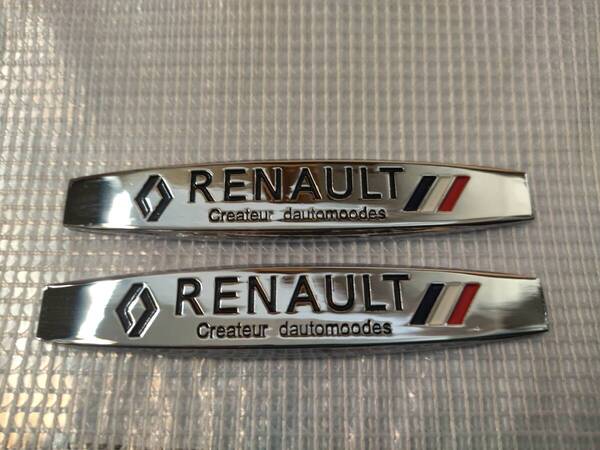 【ゆうパケット送料込】RENAULT(ルノー) エンブレムプレート 縦2cm×横10cm×厚5mm 2枚組 ⑥