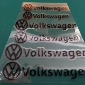 【ゆうパケット送料込】 Volkswagen(フォルクスワーゲン) 耐熱ステッカー ブラック 大中小6枚セット ② 【文字のみ転写タイプ】 VW
