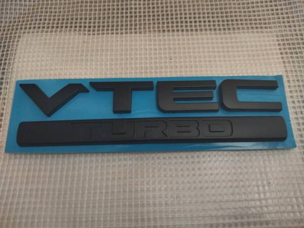 【ゆうパケット送料込】VTEC TURBO 3Dエンブレム マットブラック 横15cm×縦4.3cm×厚さ5mm ② ホンダ シビック タイプR ヴェゼル ジェイド