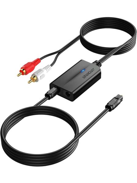 AUTOUTLET 192 kHz デジタル アナログ 音声変換器 1.1MRCA オスケーブル付き 192KHz 光デジタル to RCA 音声変換器 DACコンバーター